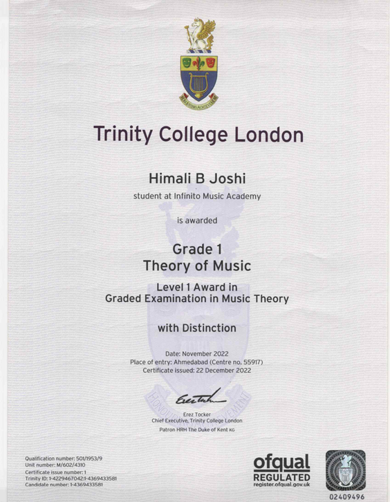 Trinity College Certificate